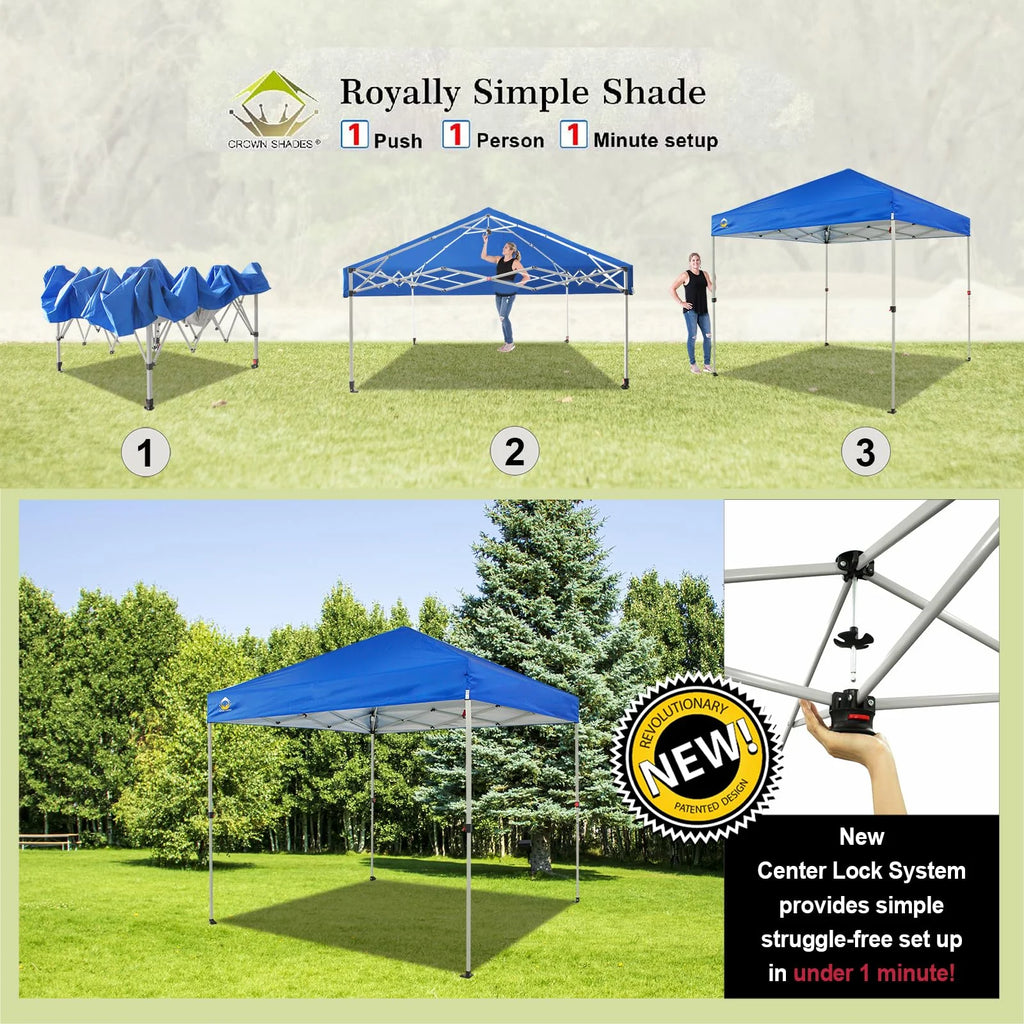 CROWN SHADES 8x8 Pop Up Canopy with One Push Setup Easy Outdoor Sun Shade for Events Parties Camping Forest Green