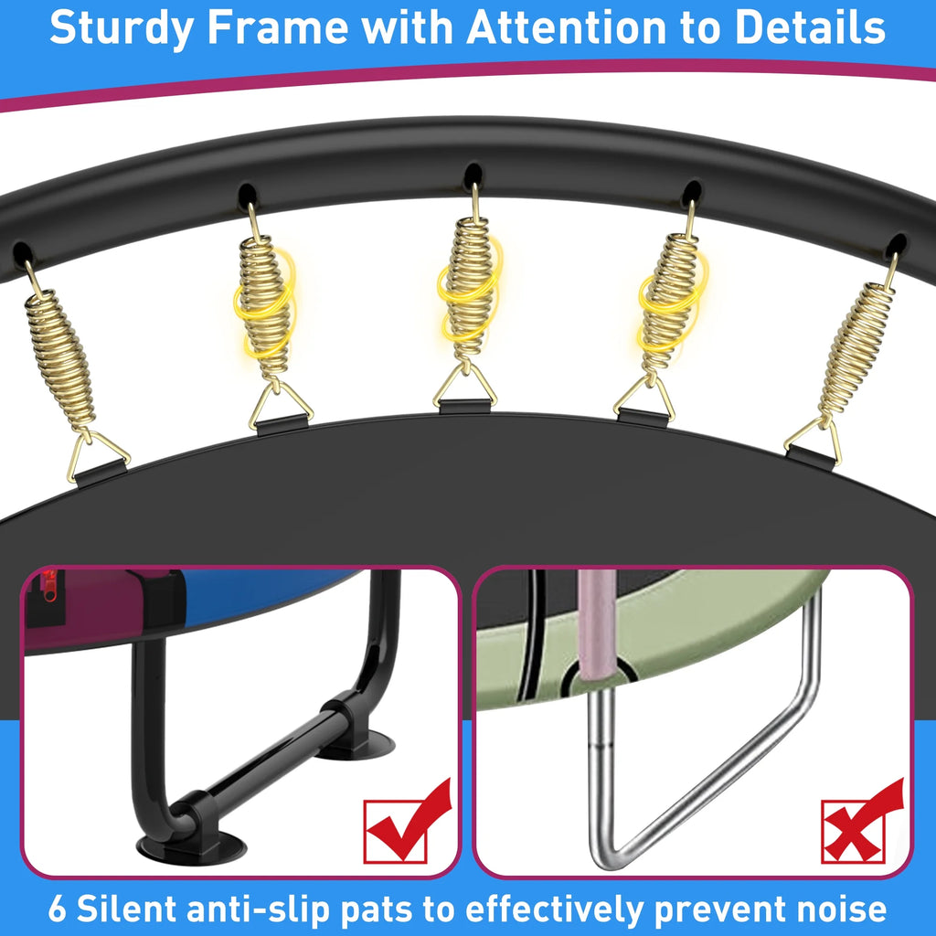 CITYLE Trampoline for Kids 600LBS 60'' 5FT Toddler Trampoline Indoor Outdoor with Basketball Hoop, Swing, Adjustable Bar, Mini Small Trampoline with Enclosure, Gifts for Toddlers, Boys & Girls