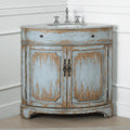 Benton Collection 24" Distressed Gray Corner Bathroom Vanity with White Quartz Top