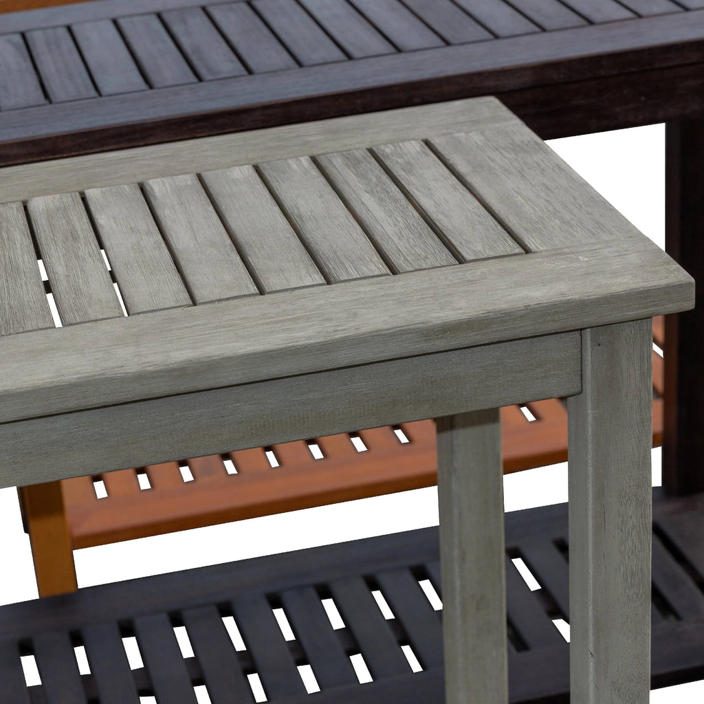 DTY  Outdoor Living Longs Peak Eucalyptus Console Table Silver Gray