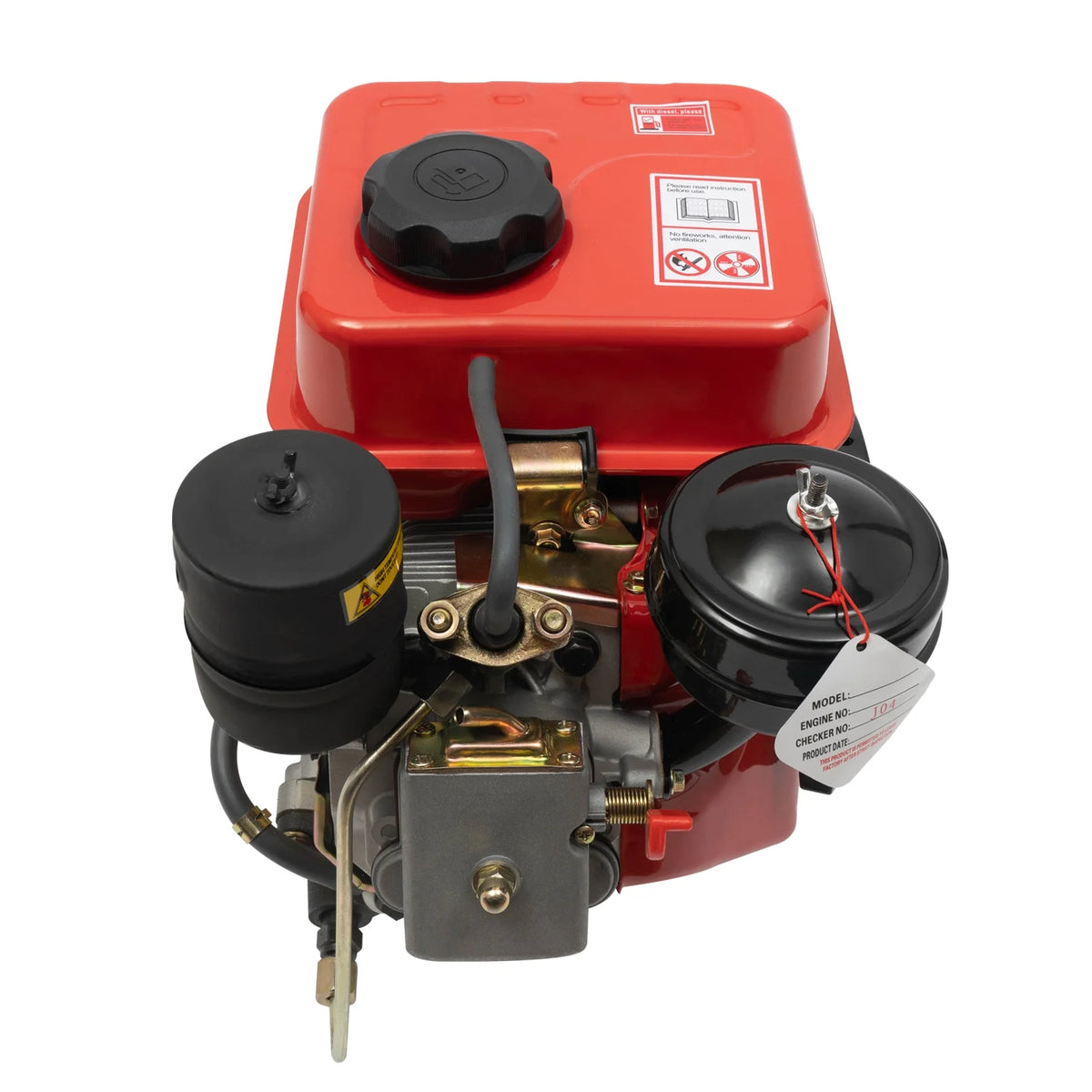 Peakora 4-Stroke 3-Horsepower Single-Cylinder Diesel Engine Recoil Start System Diesel Motor for Go Cart Mini Bike Chipper Log Splitter Lawn Mower Cement Mixer (Red)