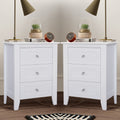 Glavbiku Modern White 3 Drawer Nightstand Set of 2 with USB Ports & Power Outlets for Bedrooms,Adult