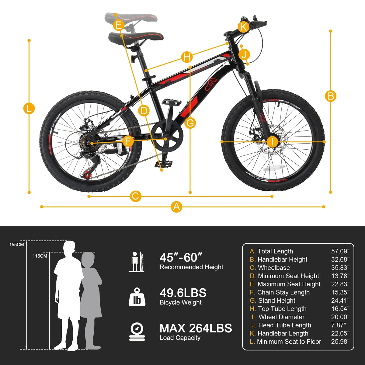 Ktaxon 20" Mountain Bike, 7 Speed Bike with Disc Brakes, Black