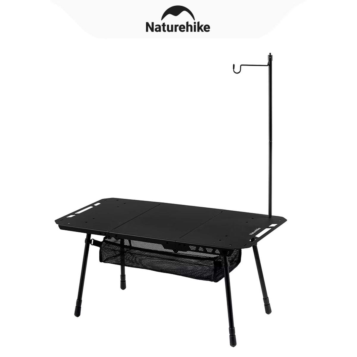 Naturehike, Portable Camping Table, Outdoor Detachable Tactical Camping Table, Lightweight Aluminium Camping Table with Light Pole, Adjustable Height