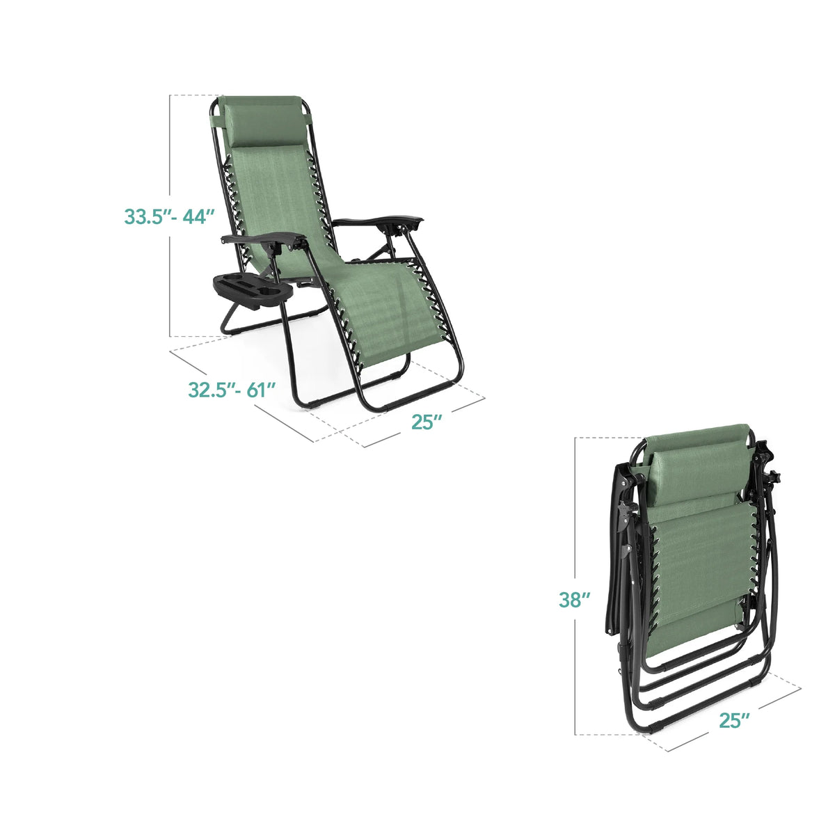 Best Choice Products Set of 2 Zero Gravity Lounge Chair Recliners for Patio, Pool w/ Cup Holder Tray - Gray