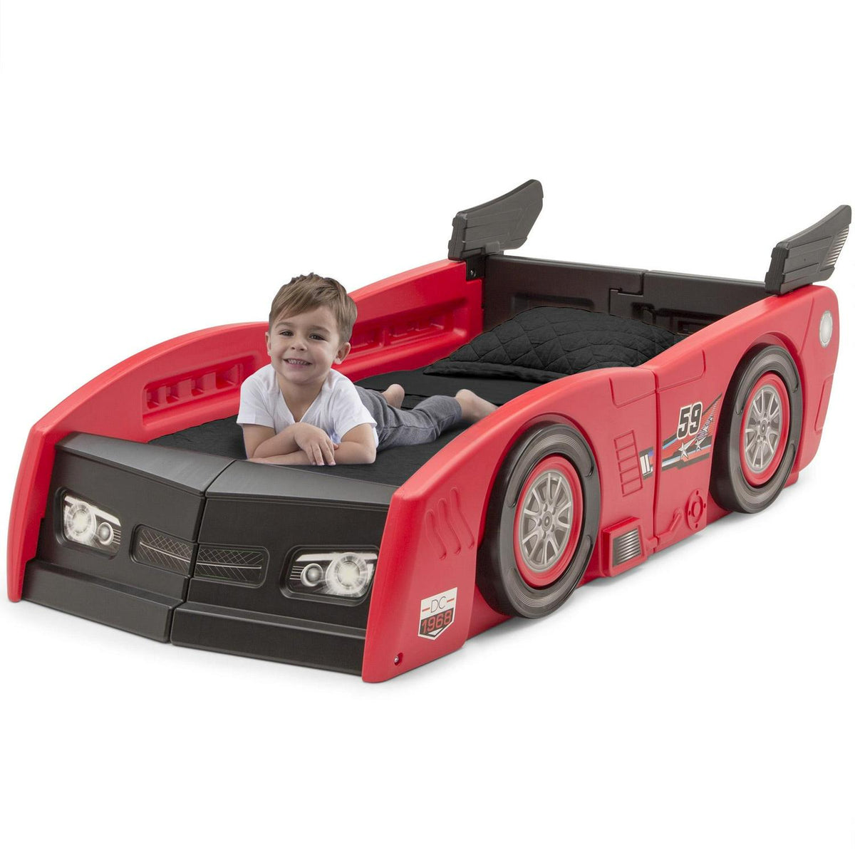 Delta Children Grand Prix Kids Plastic Toddler Bed-Twin. Red