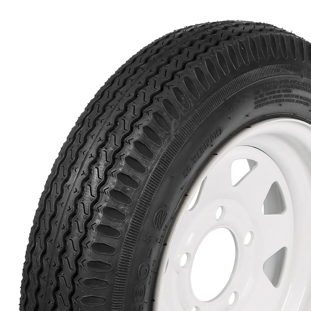 1AutoDepot 4.80-12 4.80x12 480-12 4.8-12 Trailer Tires with Rims, 5 Lug 6PR Load Range C, Set of 2