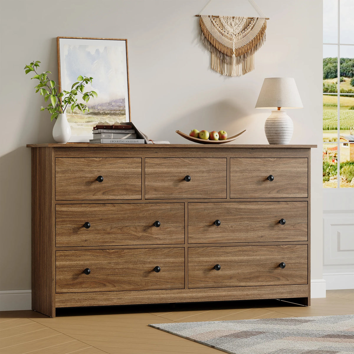 YouTrend 7 Drawer Dresser,White Dresser for Bedroom Drawer Organizer Storage Drawers,Wood Adult Storage Cabinet Living Room Hallway
