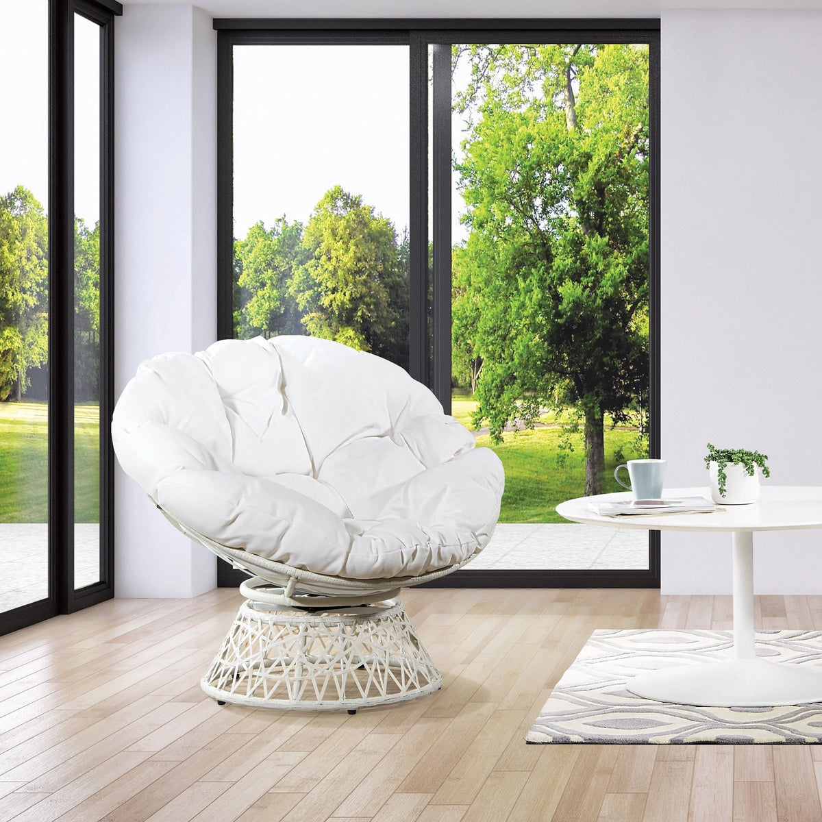 OSP Home Furnishings Wicker Papasan Chair with 360-Degree Swivel, 40�?W x 36�?D