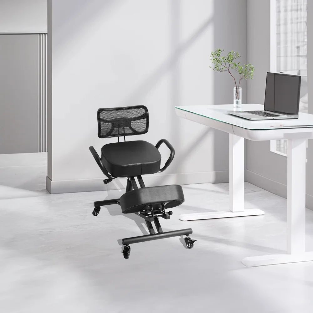 Ergonomic Kneeling Chair with Smooth Casters, Thick Comfort Padding for All-Day Comfort in Medical Offices or Therapy Clinics(A)