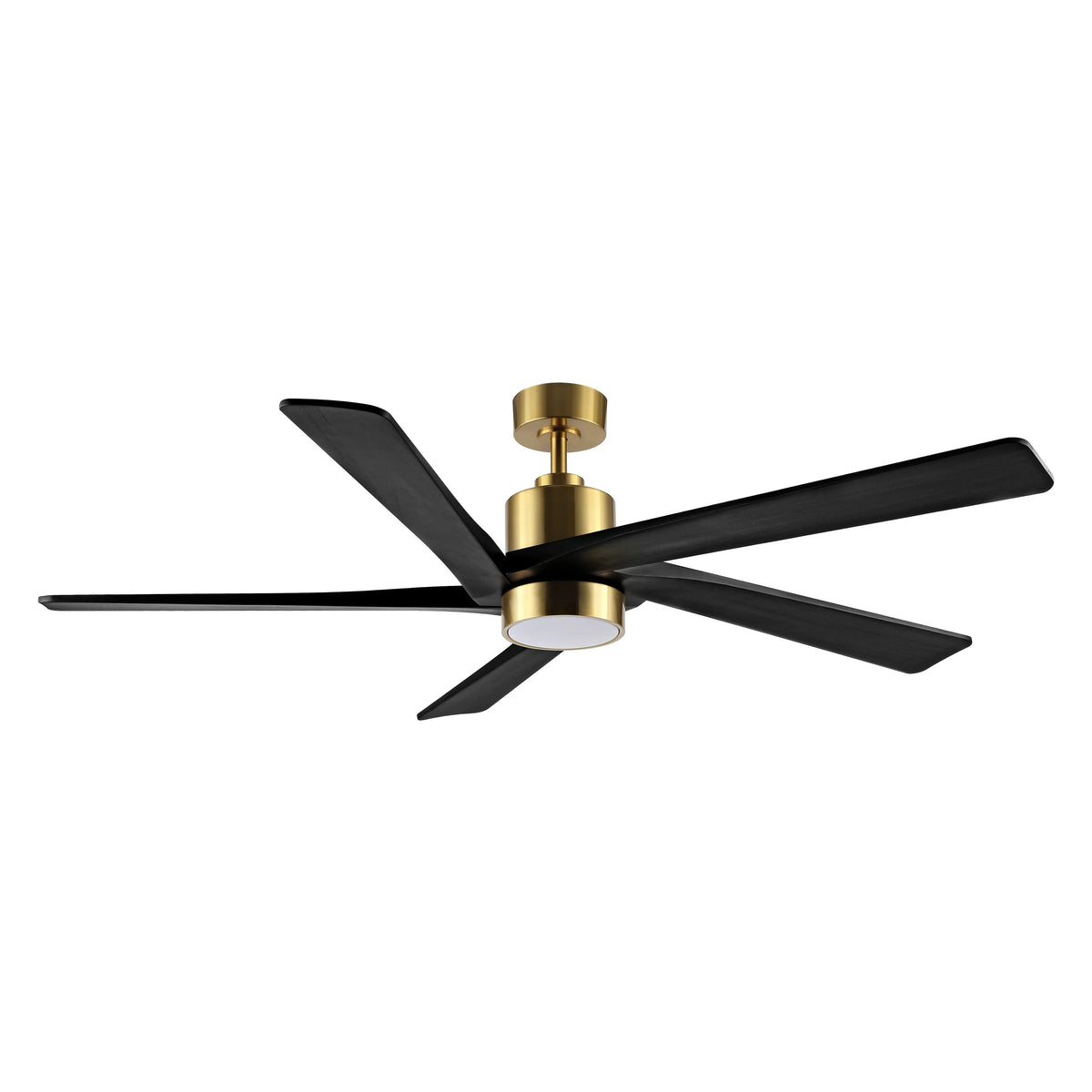 WINGBO 64 Inch DC Ceiling Fan with Lights and Remote Control, 5 Reversible Carved Wood Blades - N/A Matte Black/Walnut