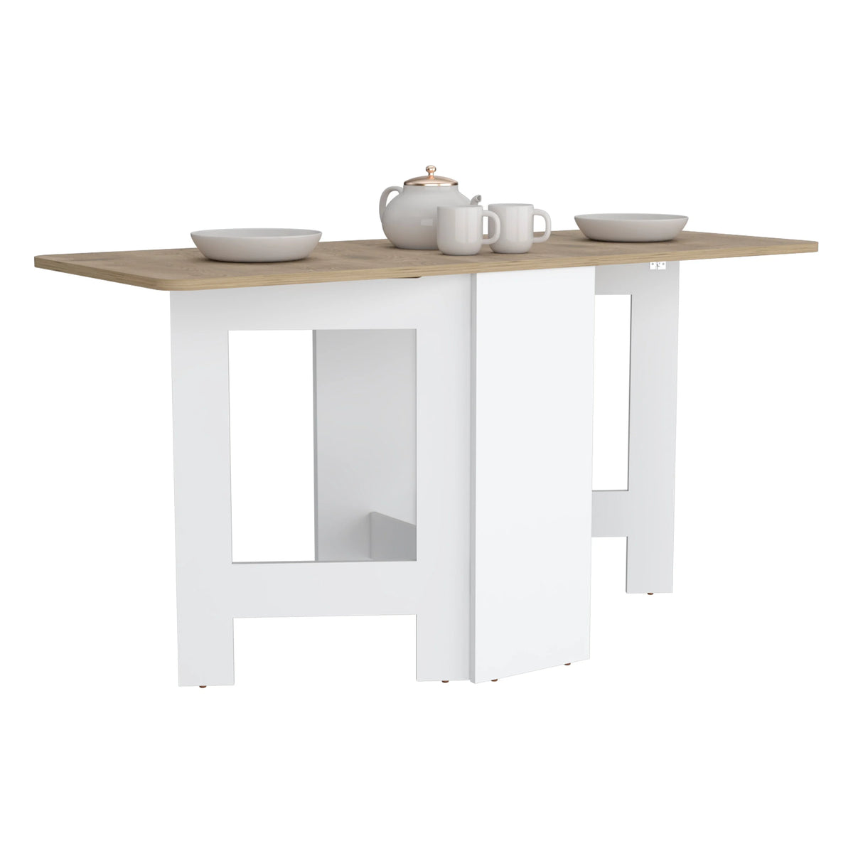 Gateleg Folding Table Space-Saving with Compact Design White / Macadamia