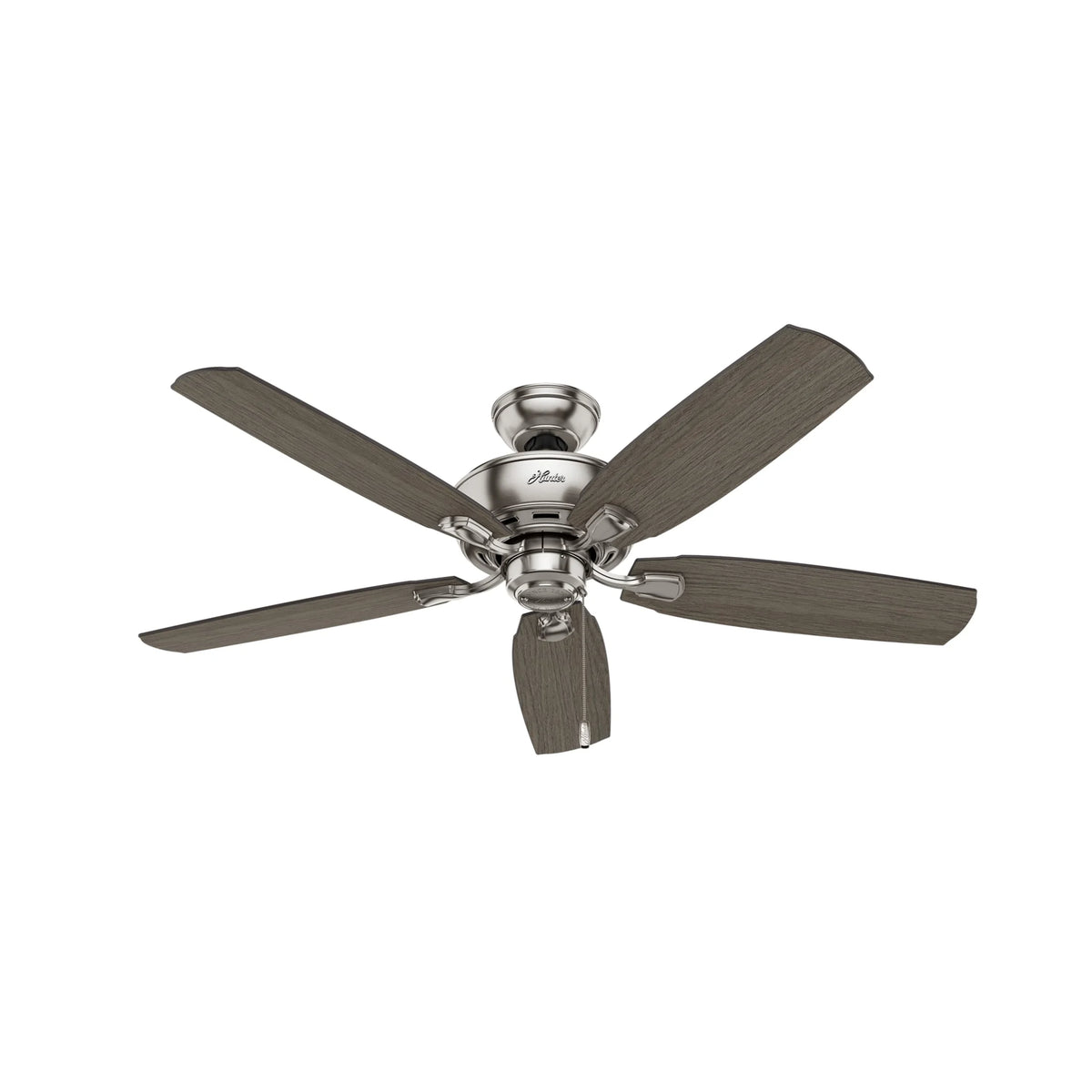 Hunter - Amberlin Indoor Ceiling Fan With Light, 52-inch, Brushed Nickel, Casual-style, 3-speed WhisperWind Motor, 53216, for Living Rooms, Bedrooms
