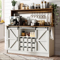 DreamCurship 55" Farmhouse Coffee Bar Cabinet, Buffet Sideboard Storage Cabinet, Wine Bar Cabinet with Wine Rack, White