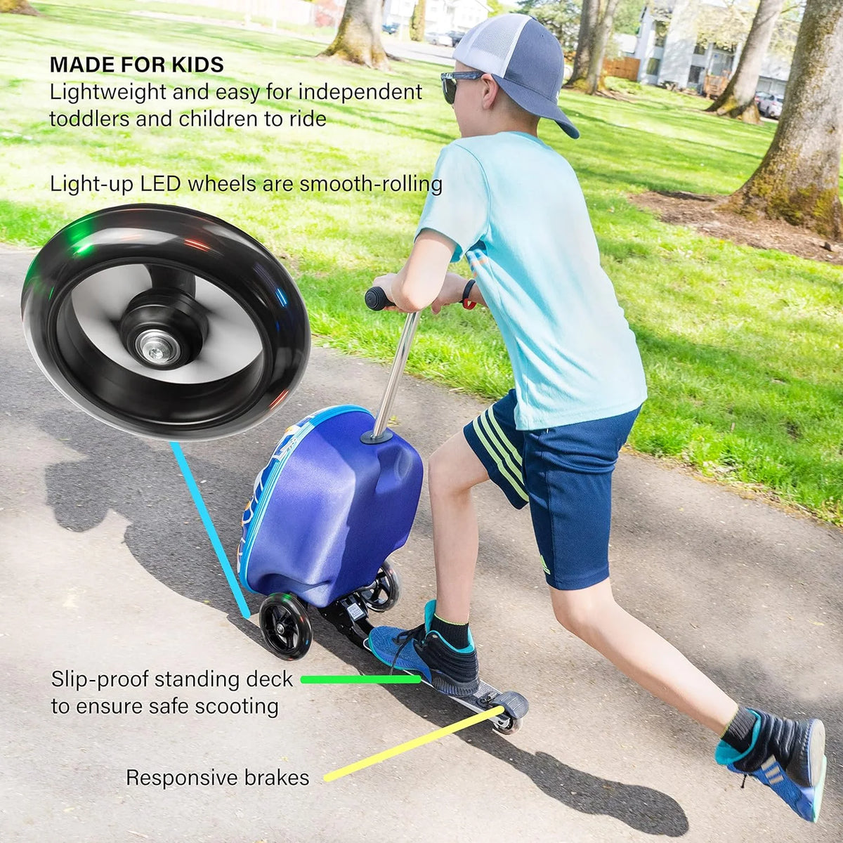 Kiddietotes Kid's Hard Shell Scooter Ride On Suitcase, Pink