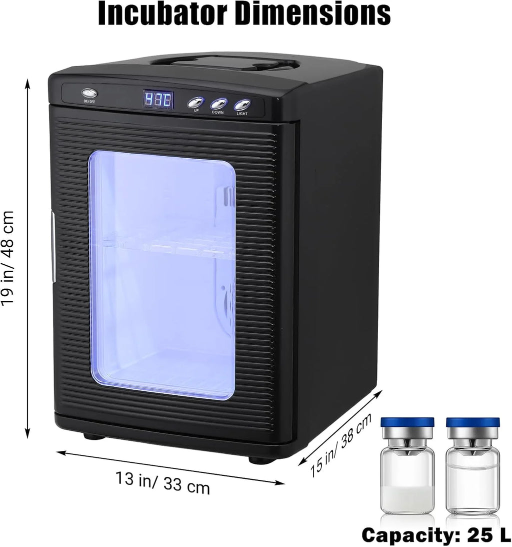 Garvee 25L Reptile Incubator for Hatching Eggs - Portable Scientific Laboratory Incubator, Temperature Controlled 10��C-60��C for Small Reptiles, Cooling and Heating Digital Incubator, 12V/110V Black