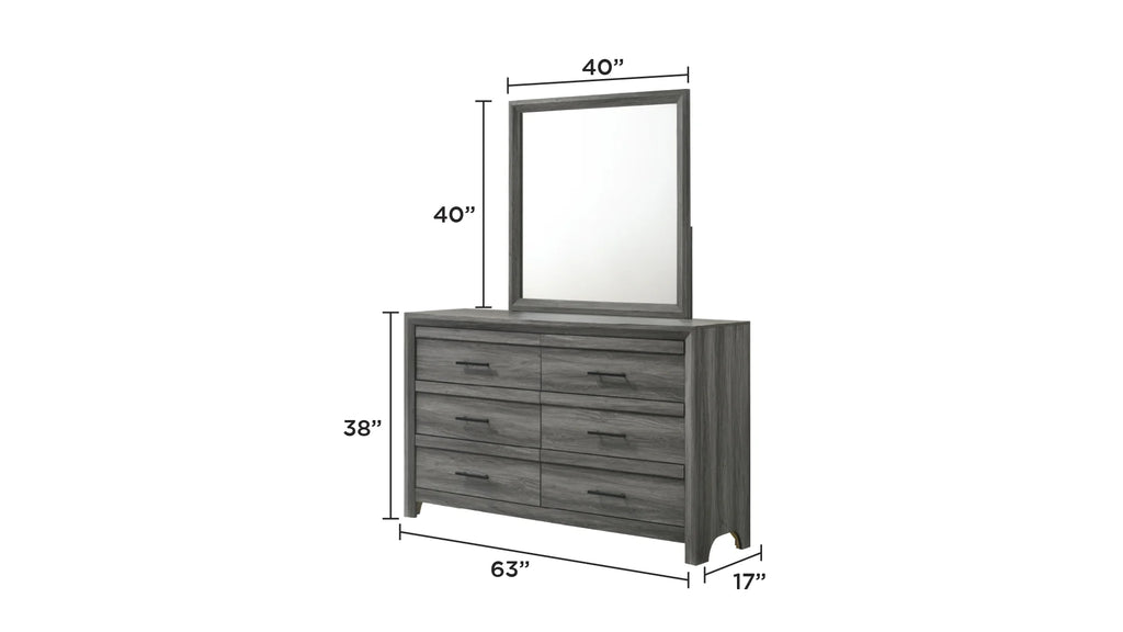 Denver Modern Style 4PC Full Size Bedroom Set Made With Wood in Gray Colour