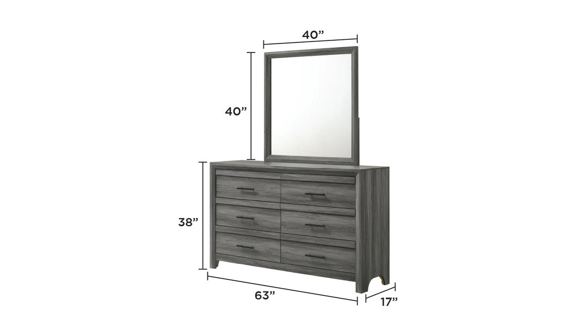 Denver Modern Style 4PC Full Size Bedroom Set Made With Wood in Gray Colour