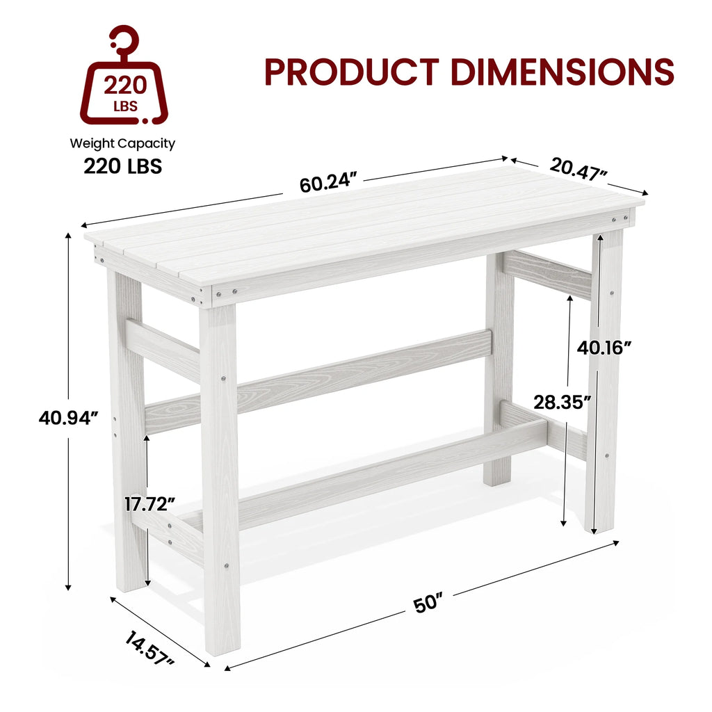 SERWALL 41" Outdoor Bar Table, HDPE All Weather Adirondack Outdoor Bar Height Table, Navy