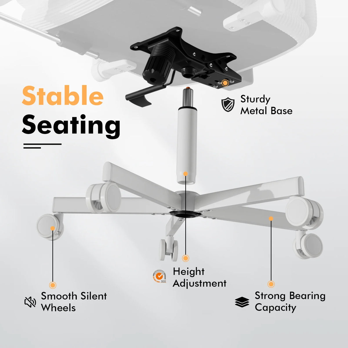 Ninecer Ergonomic Office Chair with Footrest, Big and Tall Computer Desk Chair for Adults, Adjustable Swivel Chair with Headrest Lumbar Support, Black