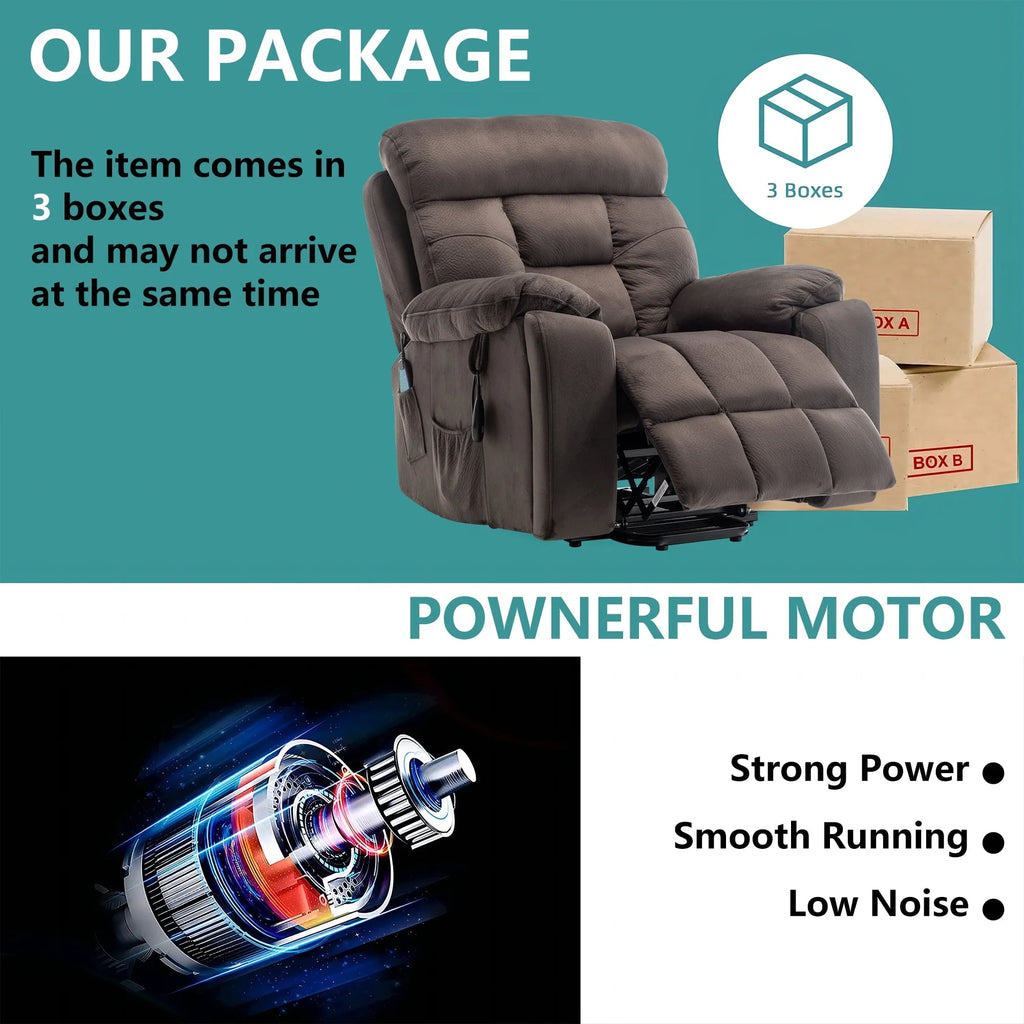 uhomepro Oversized Massage Recliner Chair with Heat, Large Electric Power Lift Recliner Chair for Big and Tall and Elderly with Hidden Cup Holder, 5 Vibration Modes, 330lb, Dark Brown