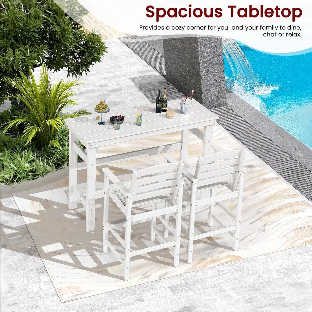 SERWALL 41" Outdoor Bar Table, HDPE All Weather Adirondack Outdoor Bar Height Table, Navy