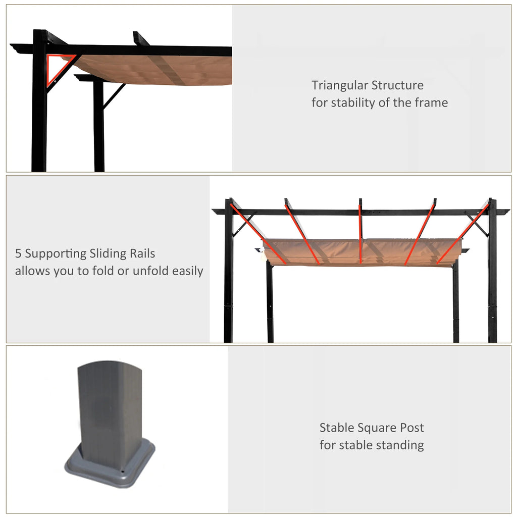 Outsunny 10' x 10' Pergola with Retractable Shade Canopy, Aluminum, Gray