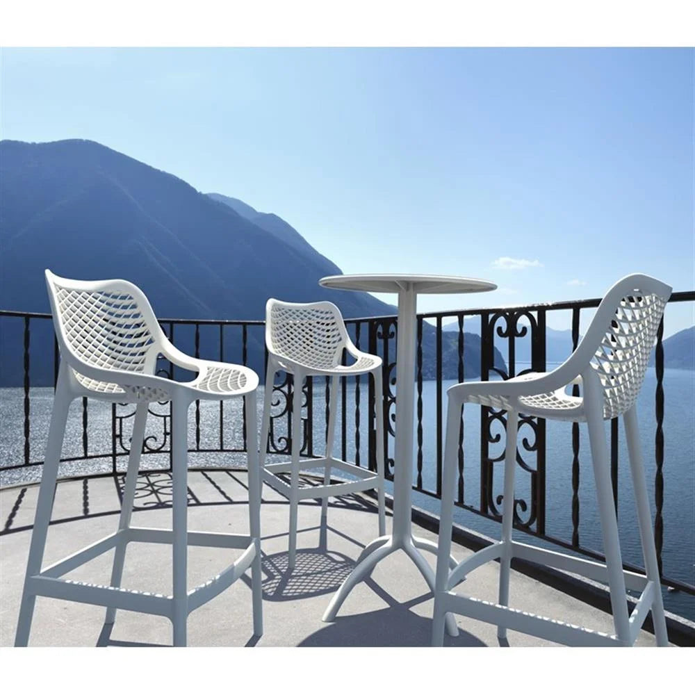 Home Square Polypropylene Patio Bar Stool in Taupe - Set of 2