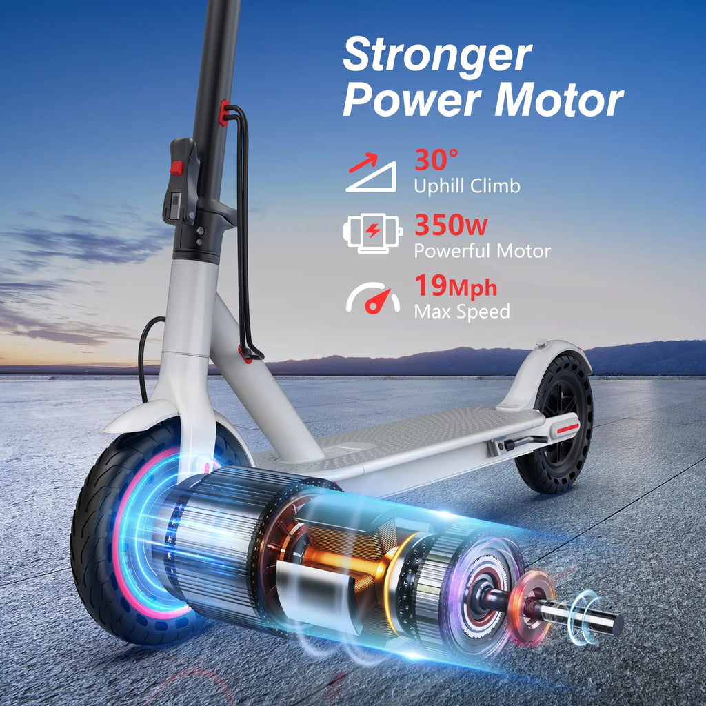 AOVOPRO WHITE ES80 350W 8.5' Foldable Electric Scooter for Adults and Child, 21 Miles Range