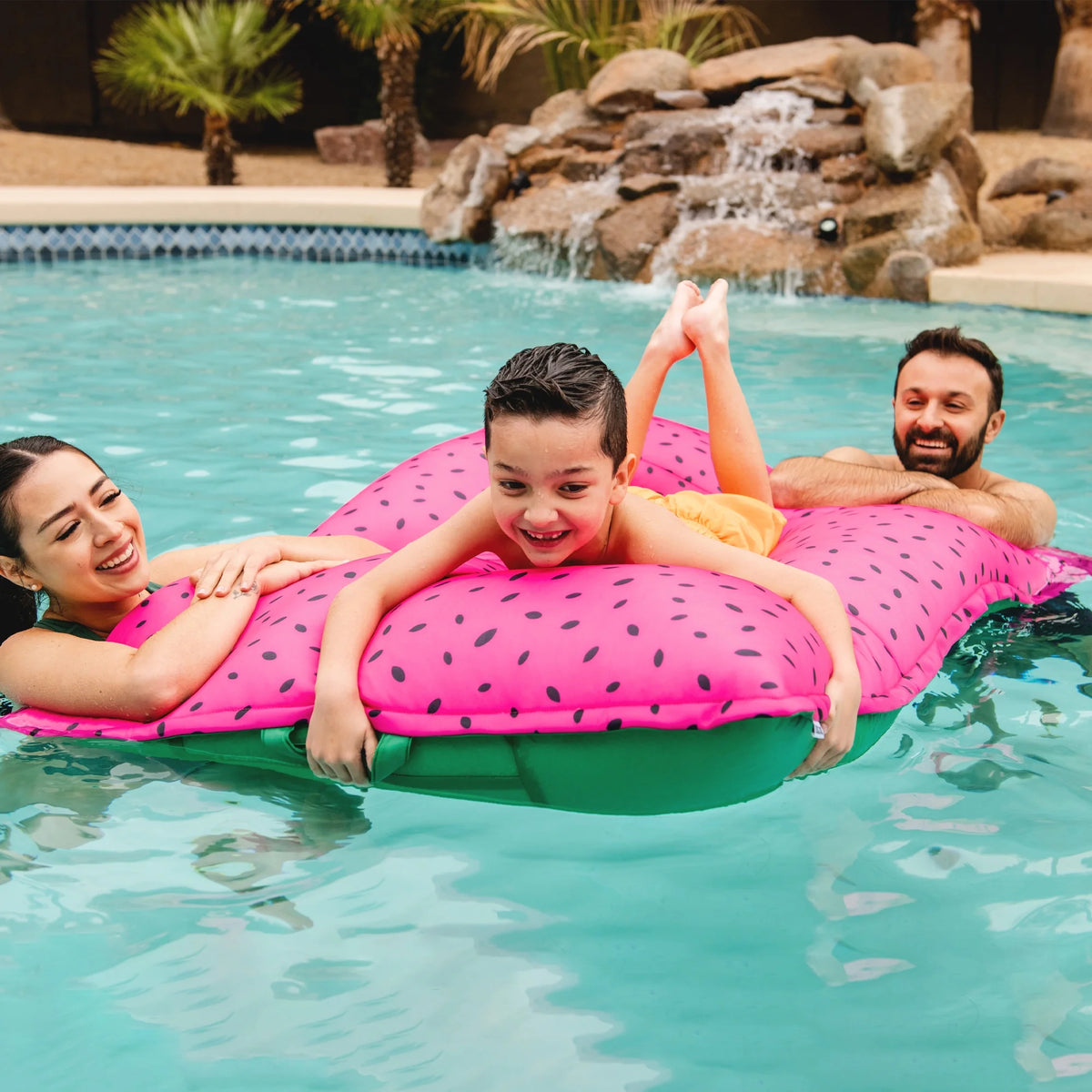 Big Joe Lagoon Lounger No Inflation Needed Pool Float, Americana Nautical Stripe Double Sided Mesh, Quick Draining Fabric, 5 feet Giant