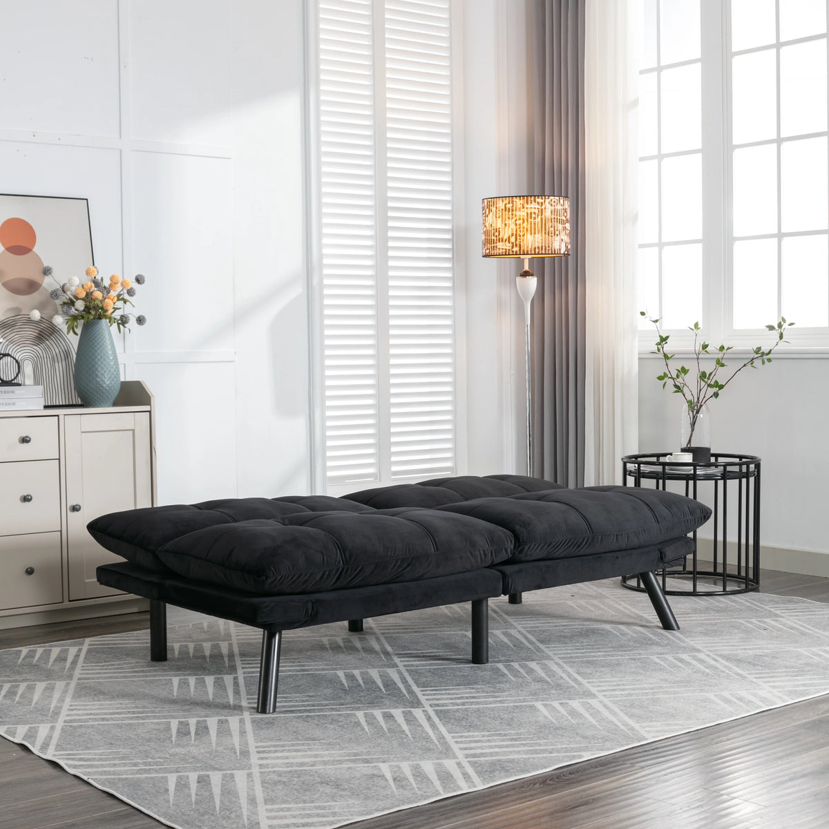 PAPROOS Convertible Sofa Bed, Folding Futon Sofa Bed, Upholstered Sofa Bed Couch, Loveseat Sleeper Sofa for Small Space, Apartment, Living Room, Cream