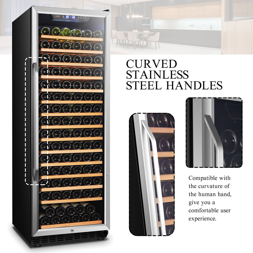 Lanbo 165 Bottle Built-in Black Single Zone Wine Cooler 24 inch Width