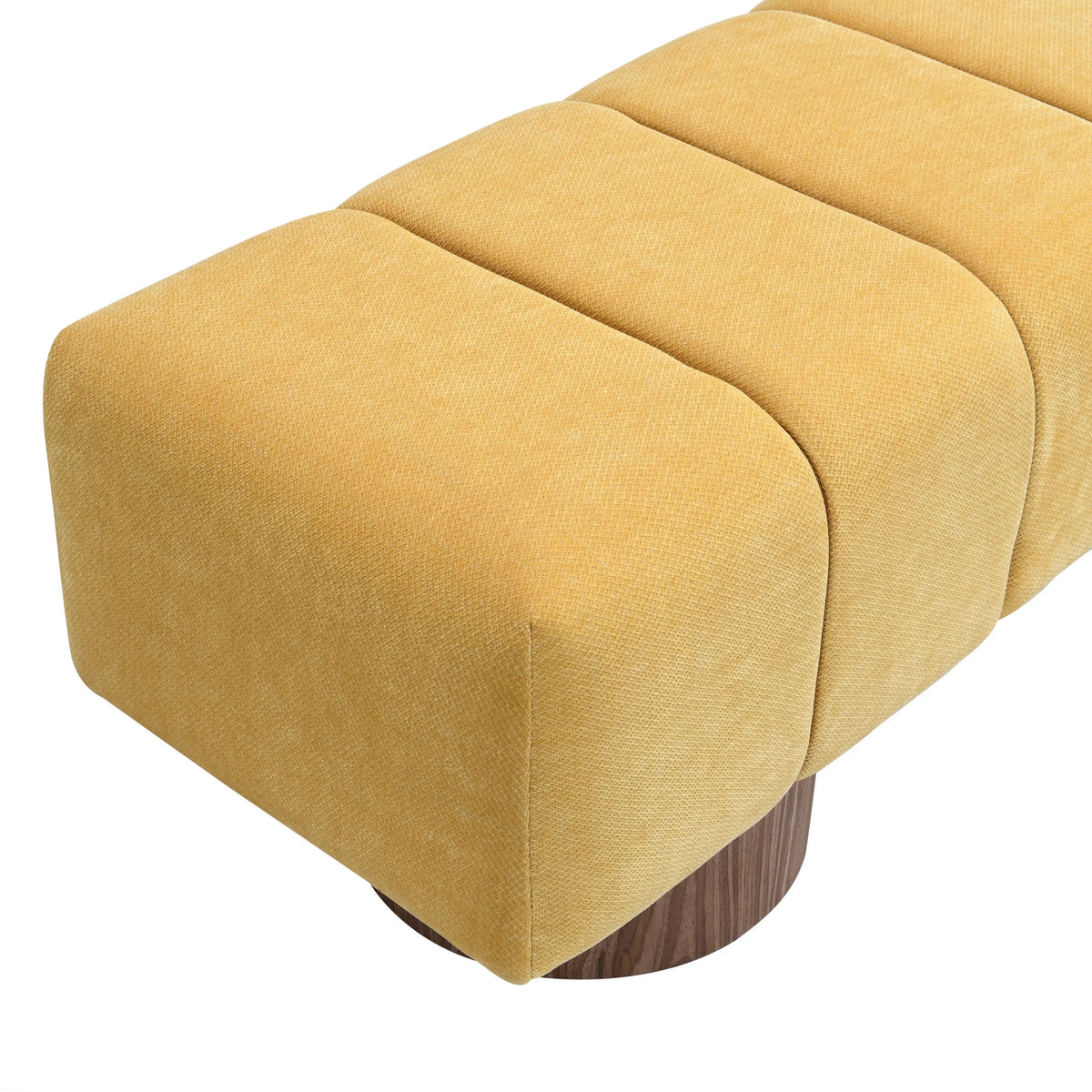 Christopher Knight Home Modern Mid-Century 64" Velvet Tufted Ottoman Bench, Faux Wood Legs, Light Gray