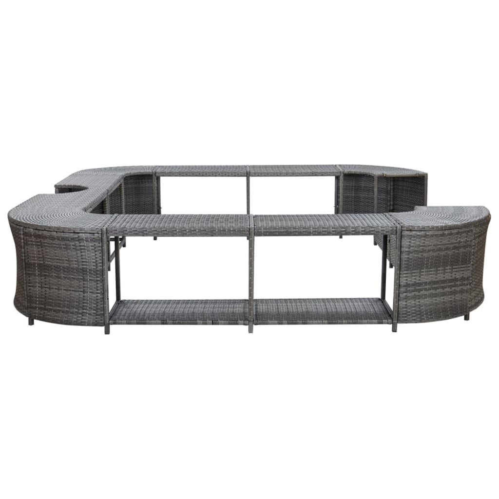 vidaXL Square Spa Surround Black 105.5"x105.5"x21.7" Poly Rattan