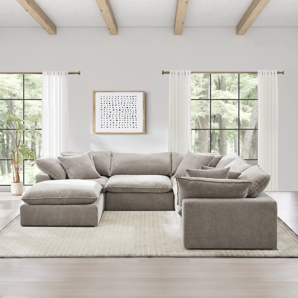 Sereen 6-piece Fabric Modular Sectional, Taupe
