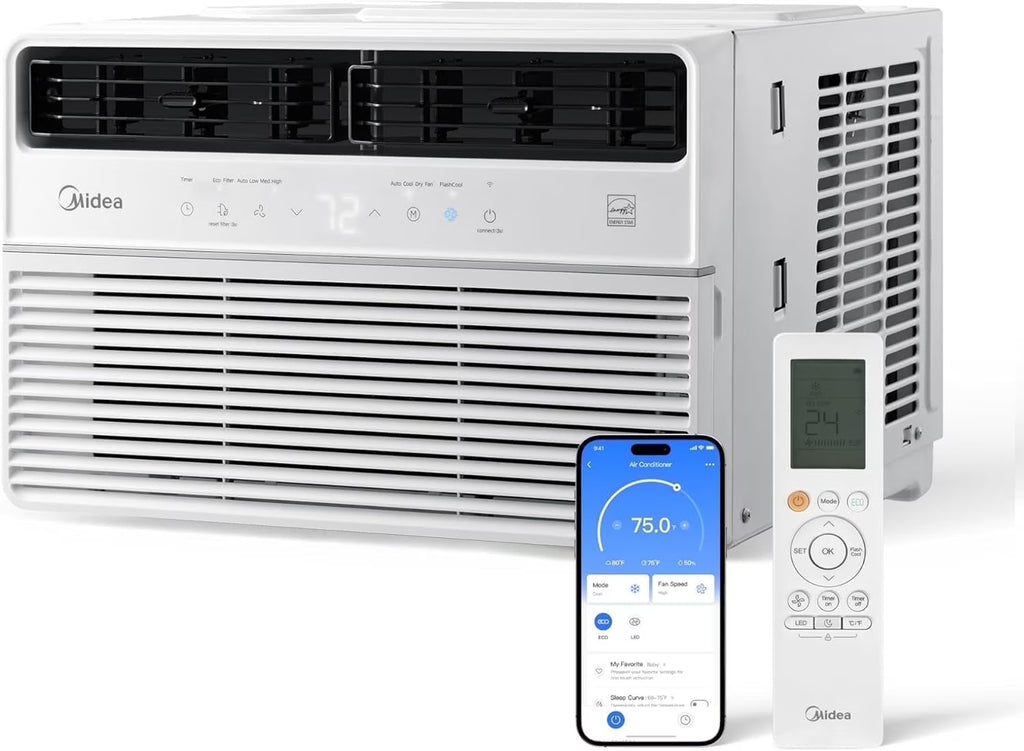 Midea MAW14S1VWT-T 14,000 BTU Smart Inverter Window AC Unit w/ APP, Remote, Cools up to 700 Sq Ft, White