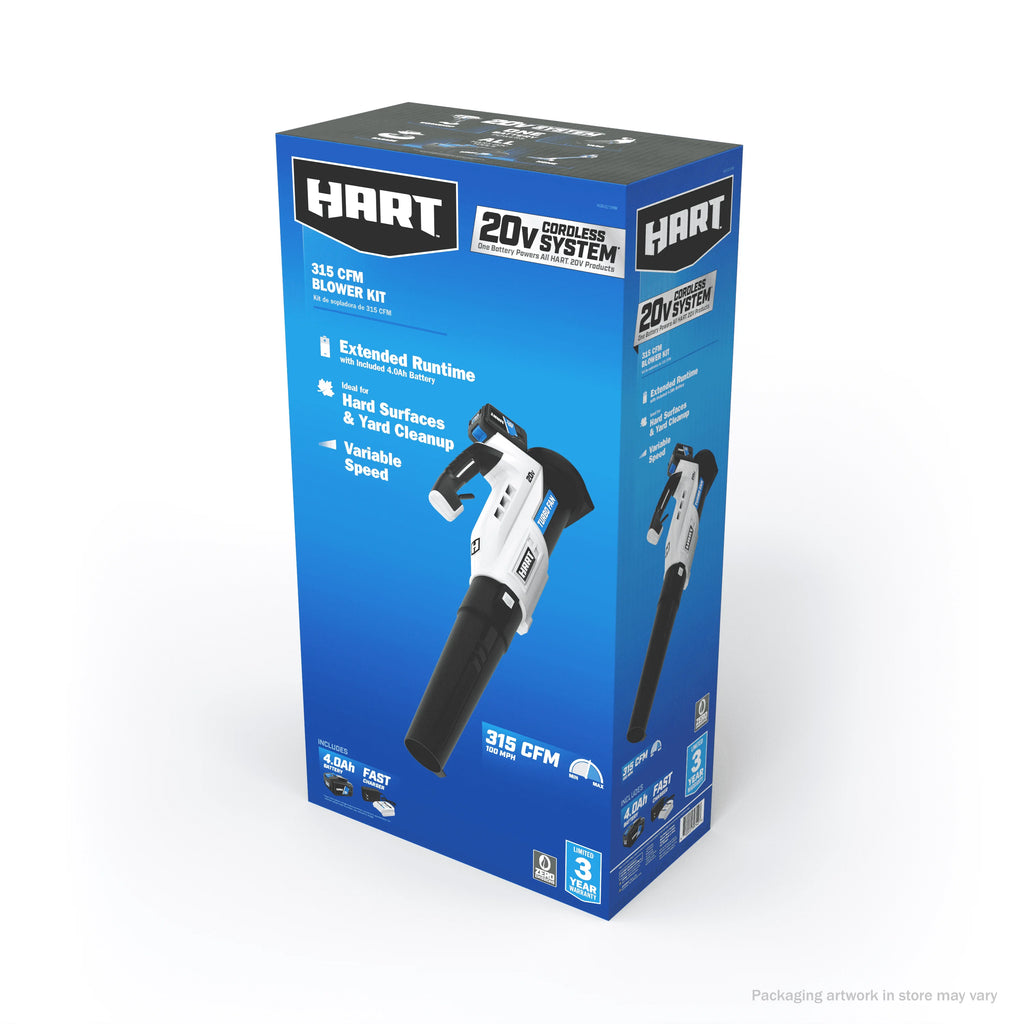 HART 20V Cordless Turbo Fan Leaf Blower (1) 4.0Ah Lithium-Ion Battery