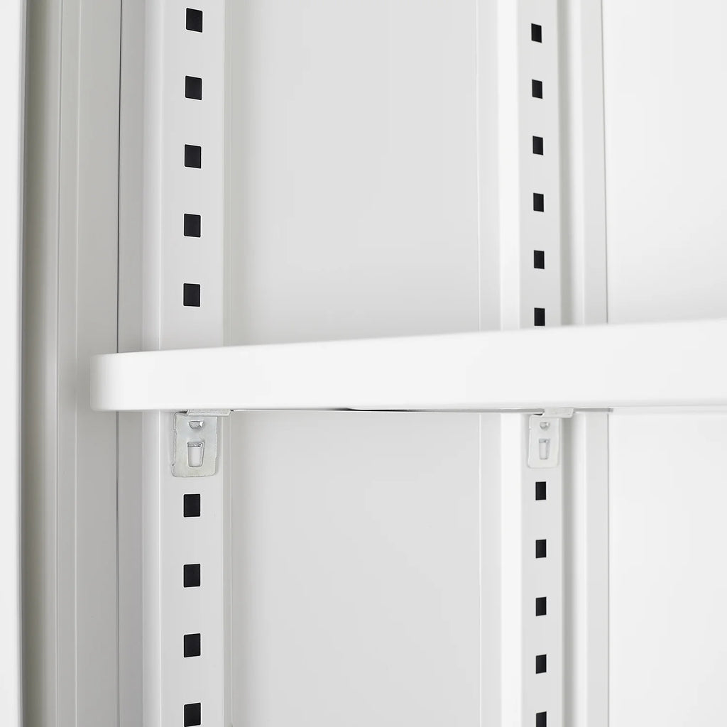 Metal Storage Cabinet with Locking Doors and Adjustable Shelf, Folding Filing Storage Cabinet, Rolling Storage Locker Cabinet for Home Office,School,Garage, White