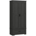HOMCOM 69" Tall Kitchen Storage Cabinet with Adjustable Shelves, Black
