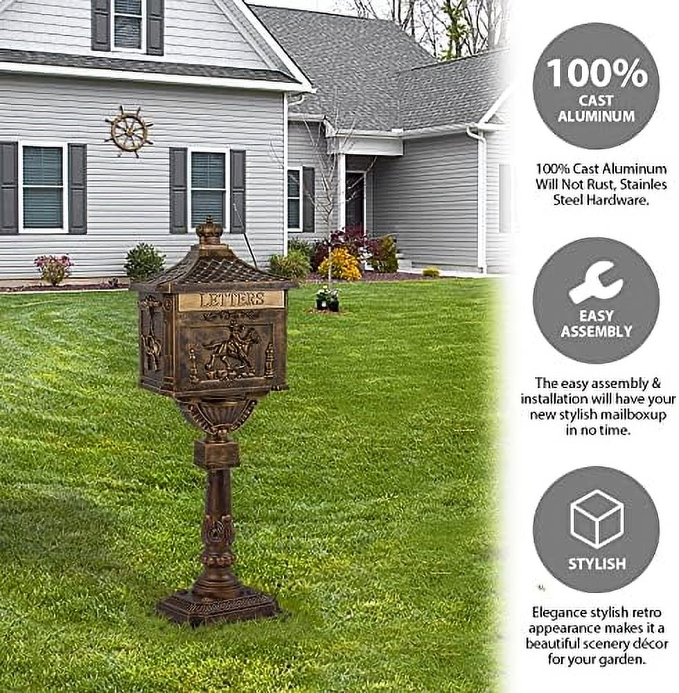 Mailbox Cast Aluminum Bronze Mail Box Postal Box Security Heavy Duty New