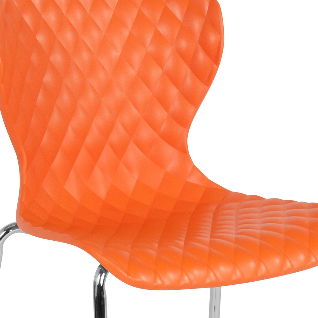 BizChair 4 Pack Contemporary Design Orange Plastic Stack Chair