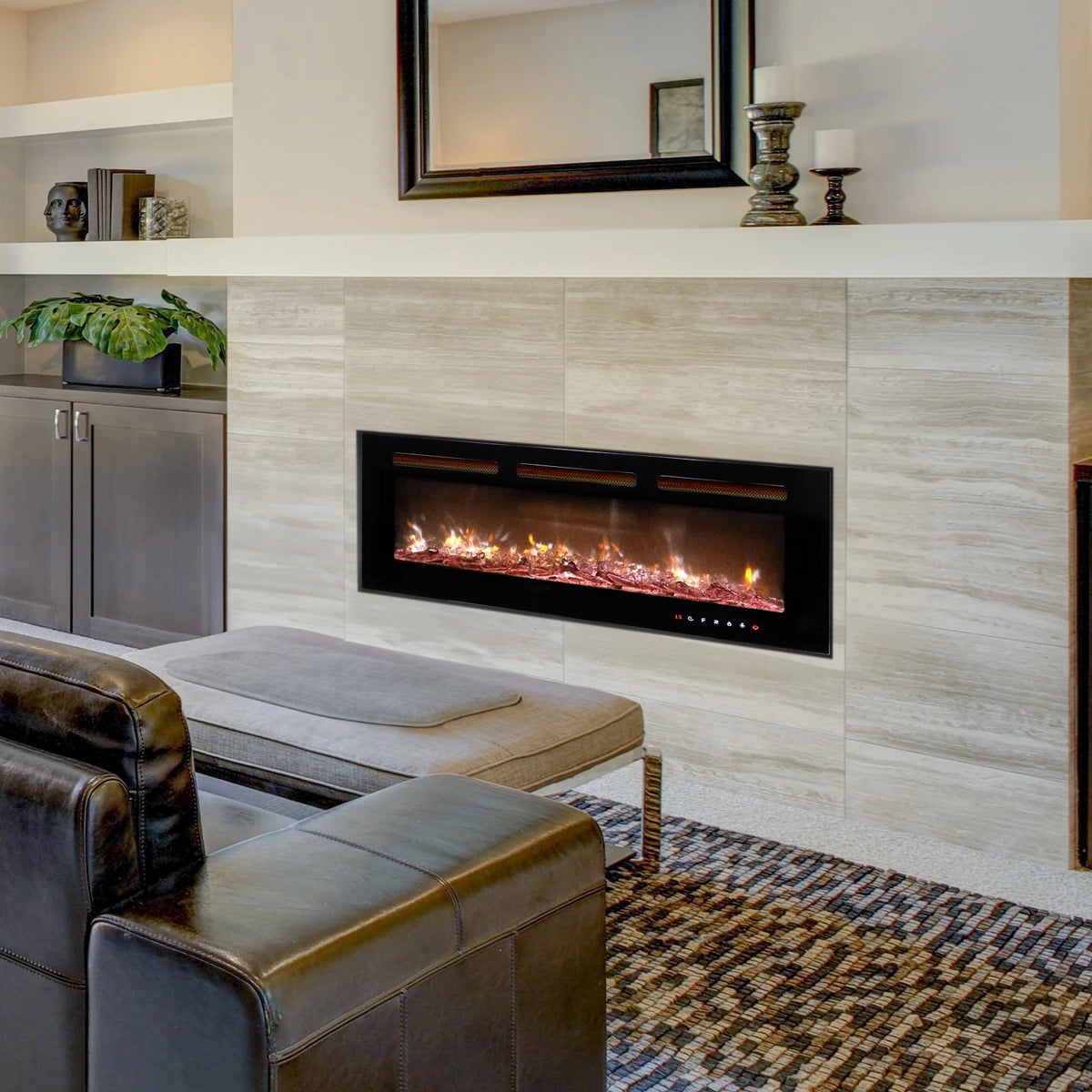 Ktaxon 30" Electric Fireplace, Freestanding/Inserts/Wall Mounted Fireplace Heater with Remote Control, 12 Adjustable Flame Colors, Log & Crystal, 8H Timer for Living Room, Bedroom