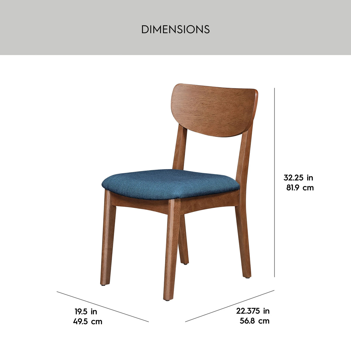 Better Homes & Gardens Greyson Mid-Century Dining Chairs, Black Faux Leather, Acorn Finish, Set of 2