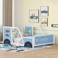 Euroco Car-Shaped Full Size Wood Platform Bed for Kids�� Bedroom, Solid Car Bed for Kids Gift, Low Profile, Blue