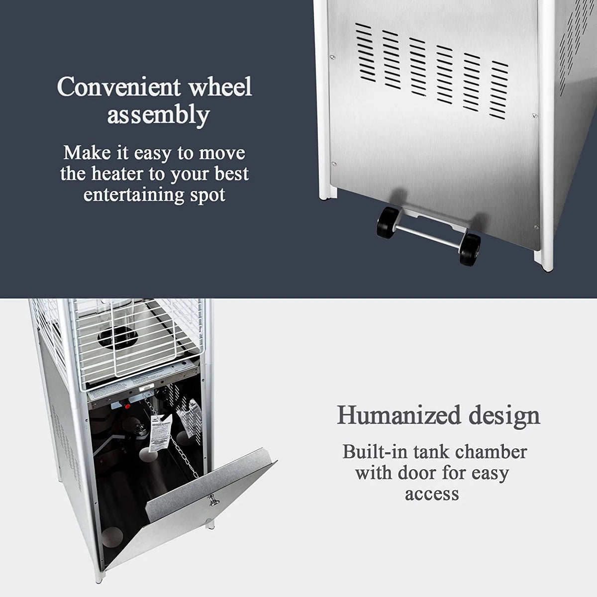 Pamapic 42000 BTU Stainless Steel Propane Patio Heater