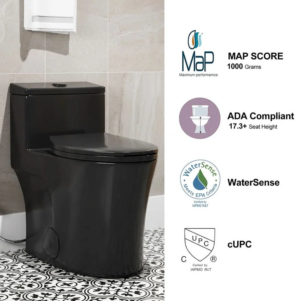 HOROW Compact One Piece Toilet with Comfort Seat ADA Height 17.3" Elongated Dual Flush 0.8/1.28 GPF