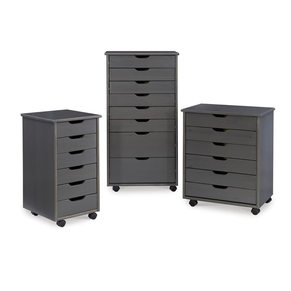 Riverbay Furniture Six Drawer Wood Rolling Storage Cart in Brown