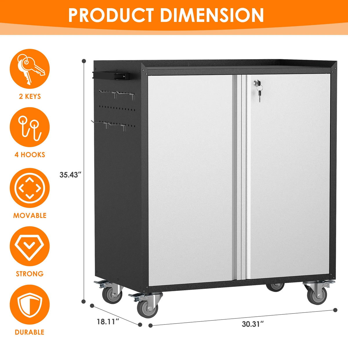 Aobabo Metal Storage Cabinet with Lock,Garage Storage Cabinet with Wheels,72In Steel Storage Cabinet for Garage Home Storage, Black Required-Assembly