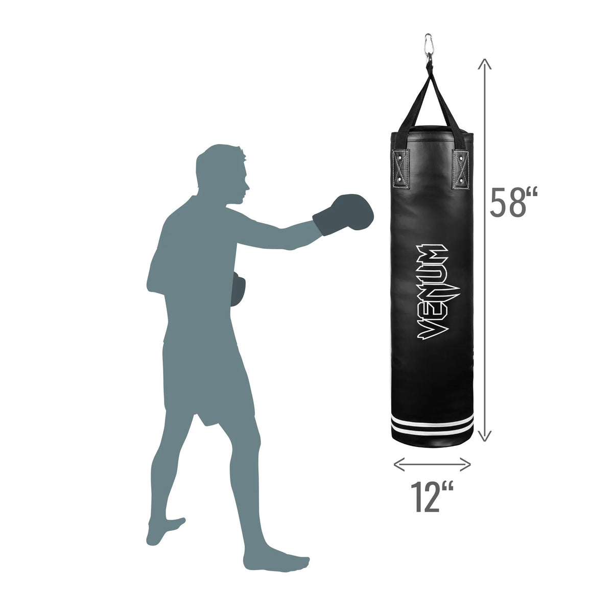 Venum Classic 70 lb Heavy Punching Bag Kit �?Boxing & MMA Training �?Black/White �?48�?Assembled