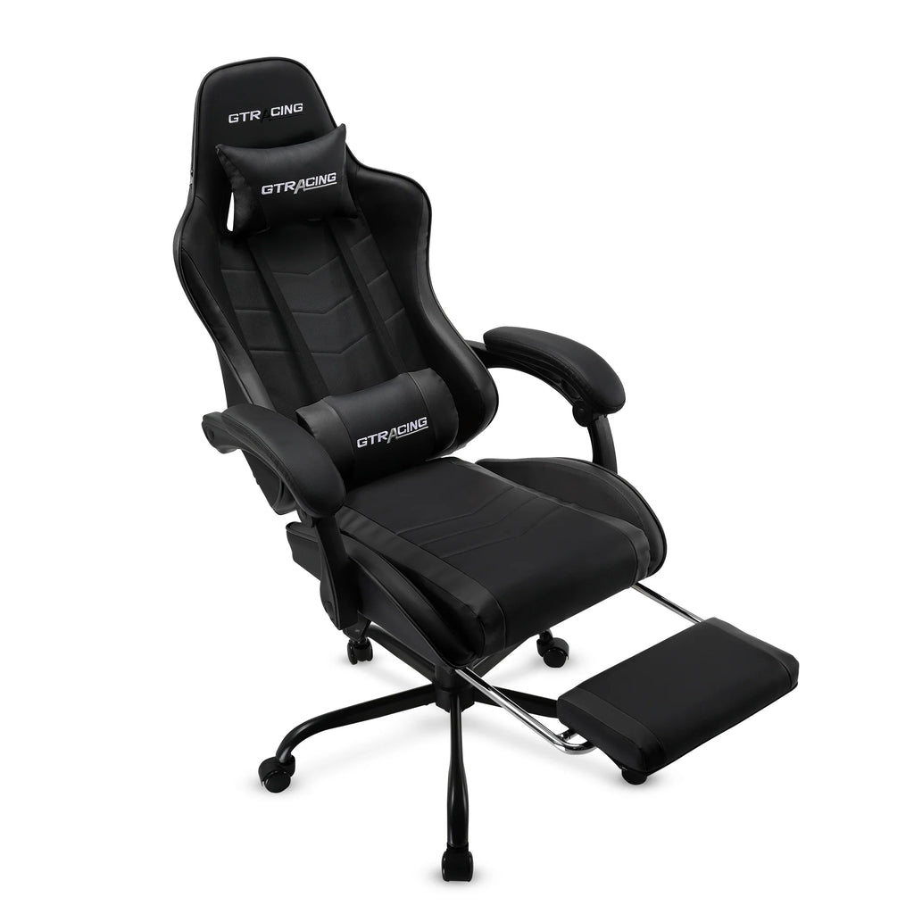 GTRACING GTWD-200 Ergonomic Gaming Chair with Adjustable Pillows and Footrest , White